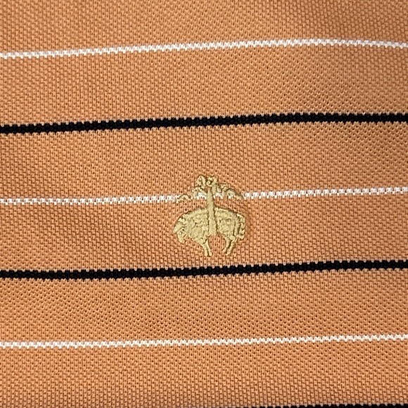 Brooks Brothers Performance Knit Shirt Men's XL Orange Stripe Short Sleeve Polo - Picture 4 of 8